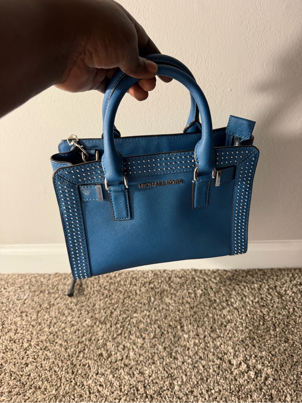 Michael Kors Electric Blue Studded Satchel